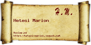 Hetesi Marion névjegykártya